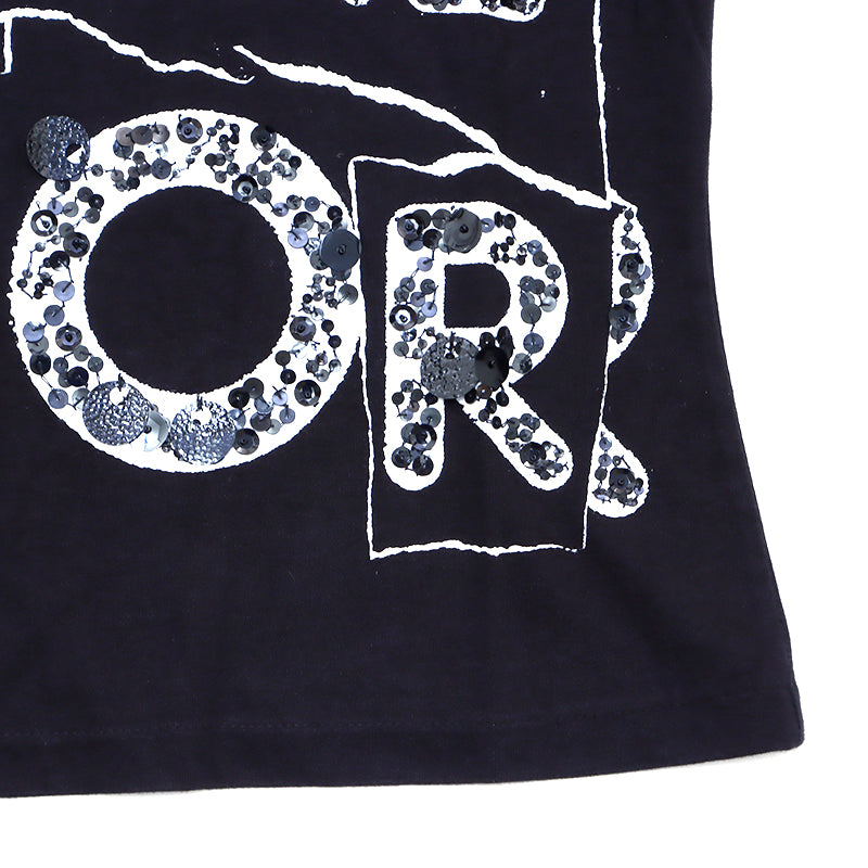 Christian Dior Size 38 Graphic Hardcore Logo Black Short Sleeve T