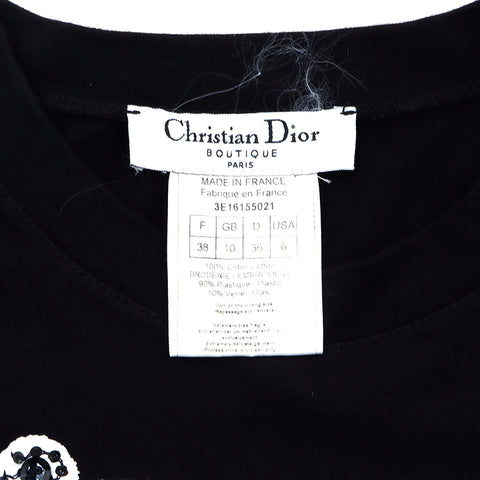 クリスチャンディオール Christian Dior サイズ 38 グラフィック ロゴ ブラック 半袖Ｔシャツ コットン ブラック×ホワイト WS3121