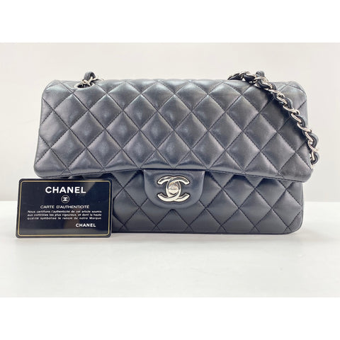 CHANEL Lambskin Matelasse25 Double Flap Shoulder Bag black WS31609