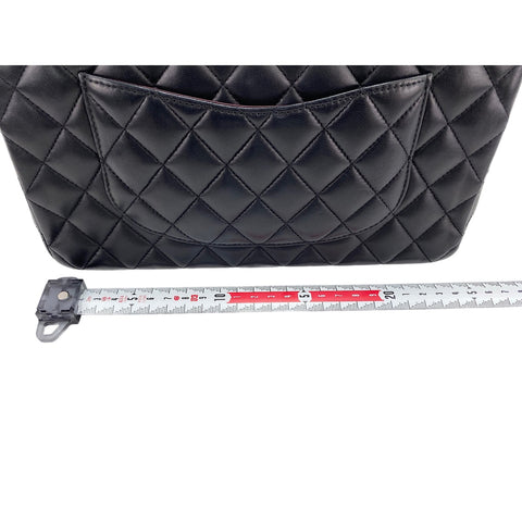 CHANEL Lambskin Matelasse25 Double Flap Shoulder Bag black WS31609