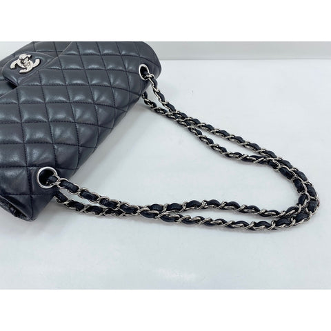 CHANEL Lambskin Matelasse25 Double Flap Shoulder Bag black WS31609