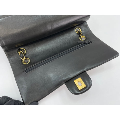 CHANEL Lambskin Matelasse25 Double Flap Shoulder Bag black WS31625