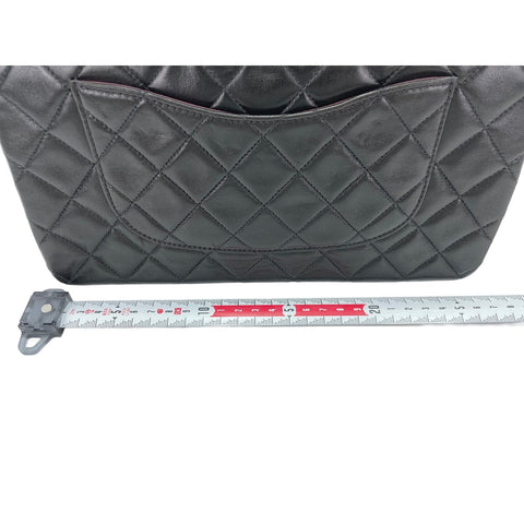 CHANEL Lambskin Matelasse25 Double Flap Shoulder Bag black WS31625