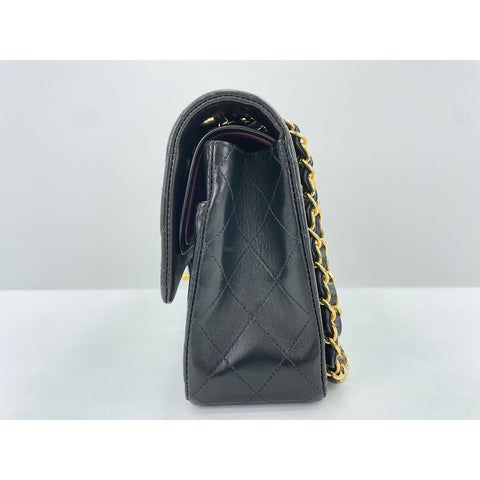 CHANEL Lambskin Matelasse25 Double Flap Shoulder Bag black WS31625