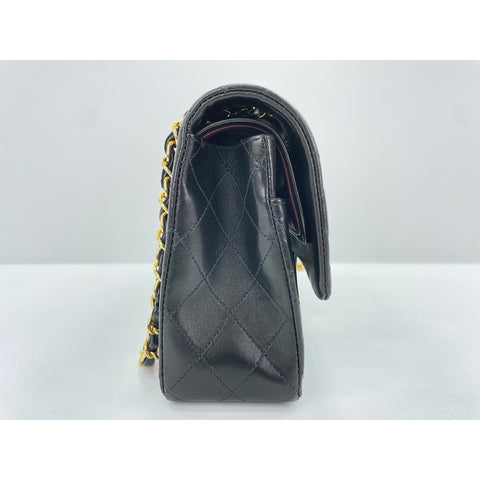 CHANEL Lambskin Matelasse25 Double Flap Shoulder Bag black WS31625