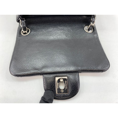 CHANEL Caviar Skin Mini Matelasse Shoulder Bag black WS31626