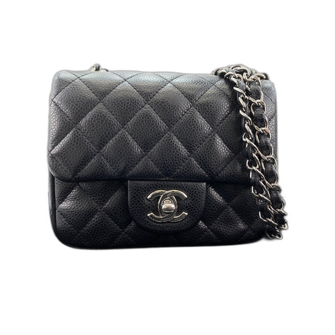 CHANEL Caviar Skin Mini Matelasse Shoulder Bag black WS31626