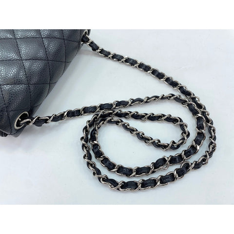 CHANEL Caviar Skin Mini Matelasse Shoulder Bag black WS31626