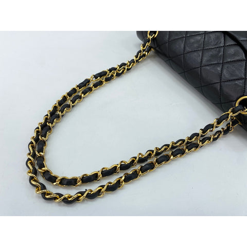 CHANEL Lambskin Matelasse25 Double Flap Shoulder Bag black WS31627