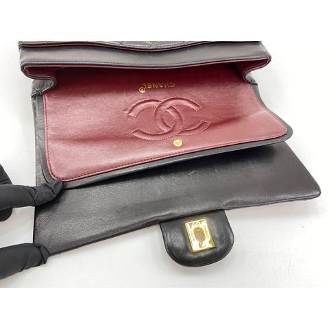 CHANEL Lambskin Matelasse25 Double Flap Shoulder Bag black WS31627