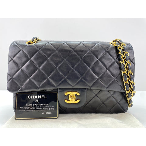 CHANEL Lambskin Matelasse25 Double Flap Shoulder Bag black WS31627