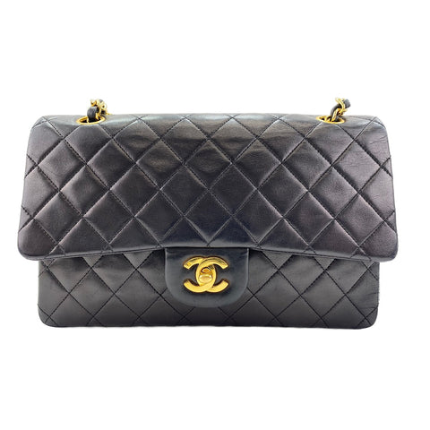CHANEL Lambskin Matelasse25 Double Flap Shoulder Bag black WS31627