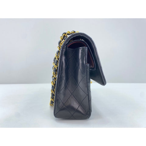 CHANEL Lambskin Matelasse25 Double Flap Shoulder Bag black WS31627