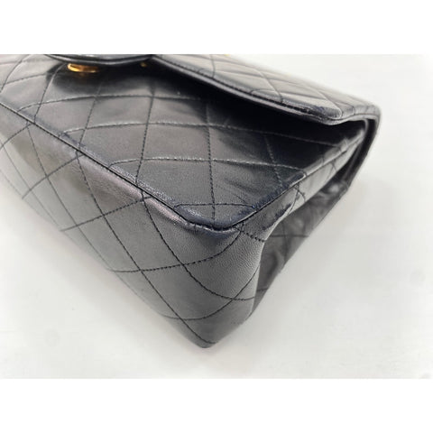 CHANEL Lambskin Matelasse25 Double Flap Shoulder Bag black WS31627
