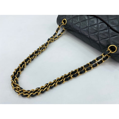 CHANEL Lambskin Matelasse25 Double Flap Shoulder Bag black WS31628