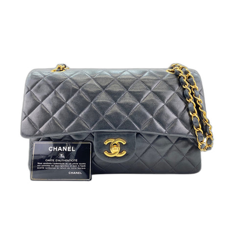 CHANEL Lambskin Matelasse25 Double Flap Shoulder Bag black WS31628