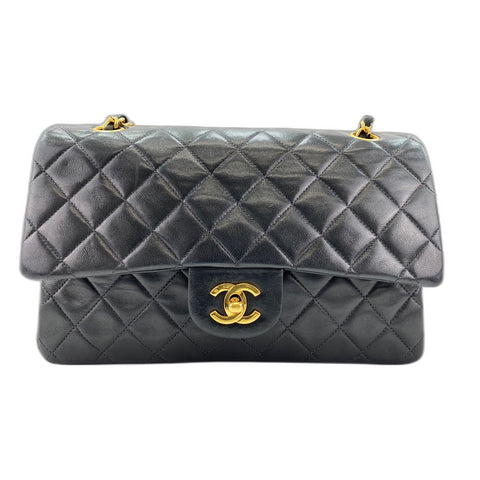 CHANEL Lambskin Matelasse25 Double Flap Shoulder Bag black WS31628