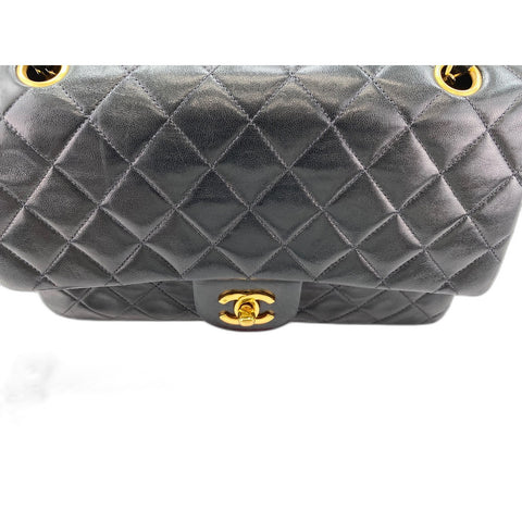 CHANEL Lambskin Matelasse25 Double Flap Shoulder Bag black WS31628