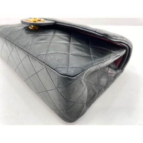 CHANEL Lambskin Matelasse25 Double Flap Shoulder Bag black WS31628