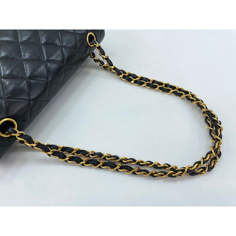 CHANEL Lambskin Matelasse25 Double Flap Shoulder Bag black WS31628