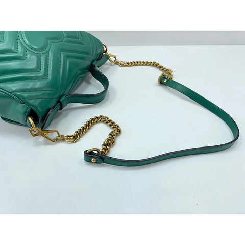 GUCCI Leather 2WAY GG Marmont Handbag green WS31629