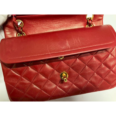CHANEL Matelasse Shoulder Bag lambskin Red WS31645