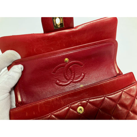 CHANEL Matelasse Shoulder Bag lambskin Red WS31645