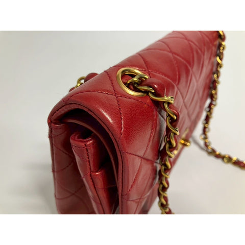 CHANEL Matelasse Shoulder Bag lambskin Red WS31645