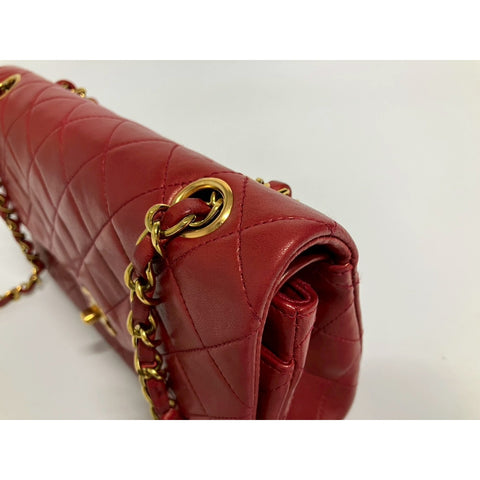 CHANEL Matelasse Shoulder Bag lambskin Red WS31645