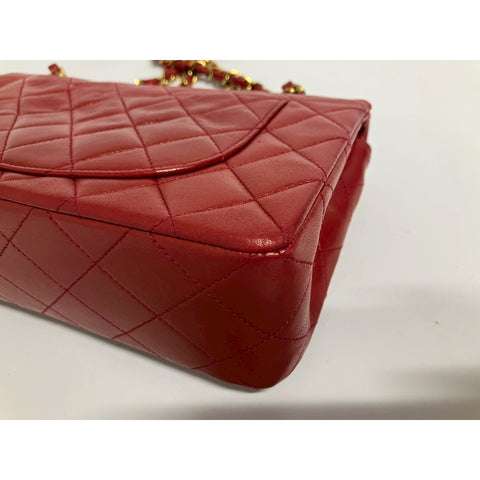 CHANEL Matelasse Shoulder Bag lambskin Red WS31645