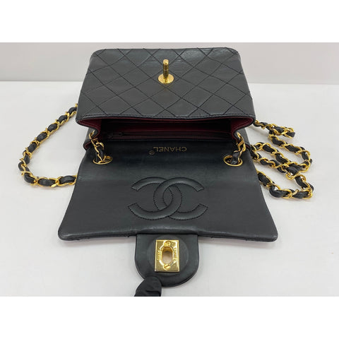 CHANEL Lambskin Mini Matelasse Shoulder Bag black WS31648