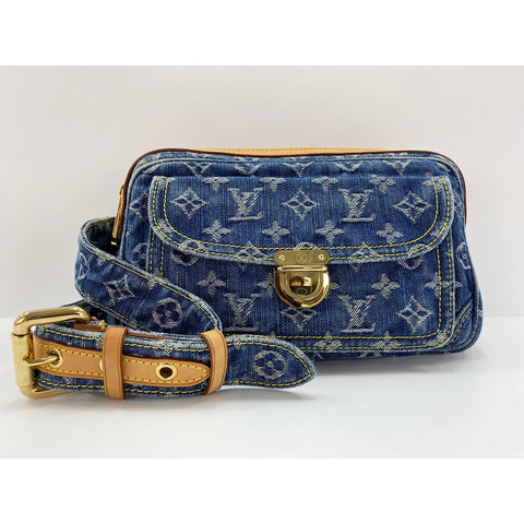 LOUIS VUITTON Monogram Denim Bum Bag Umhängetasche blau WS31675