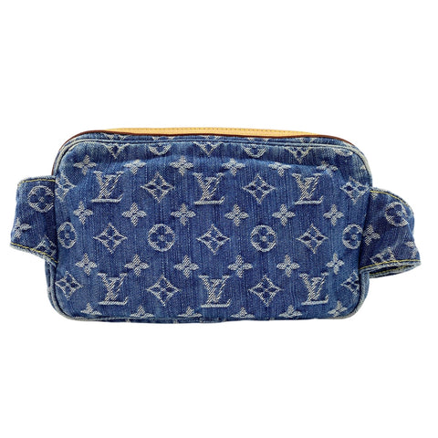 LOUIS VUITTON Monogram Denim Bum Bag Shoulder Bag blue WS31675