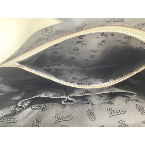 GUCCI Leather Queen Hobo Handbag white WS31690