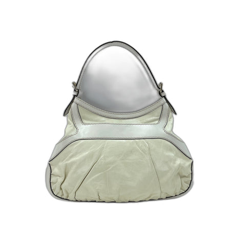 GUCCI Leather Queen Hobo Handbag white WS31690