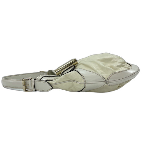 GUCCI Leather Queen Hobo Handbag white WS31690