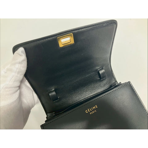 CELINE Classic box Shoulder Bag leather black WS31696