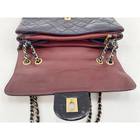 CHANEL Calfskin Matelassé Shoulder Bag Navy WS31698