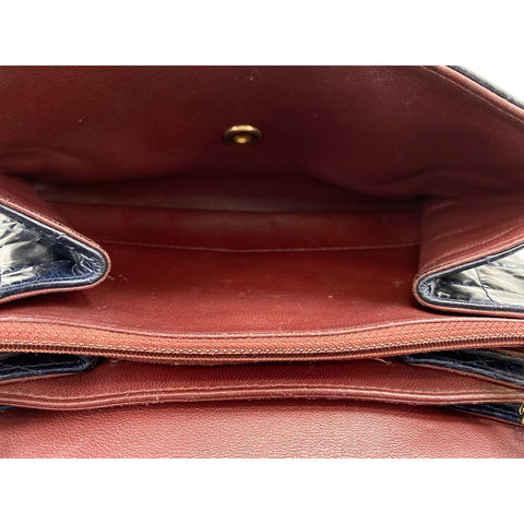 CHANEL Calfskin Matelassé Shoulder Bag Navy WS31698