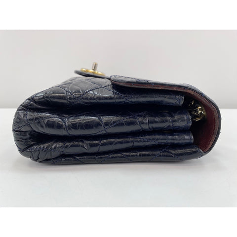 CHANEL Calfskin Matelassé Shoulder Bag Navy WS31698
