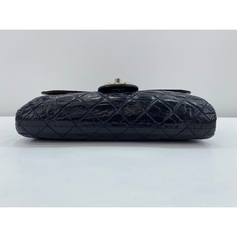 CHANEL Calfskin Matelassé Shoulder Bag Navy WS31698