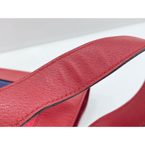 GUCCI Canvas, leather tricolor stripe Handbag Red WS31700
