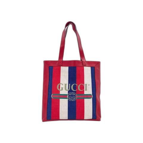 GUCCI Canvas, leather tricolor stripe Handbag Red WS31700