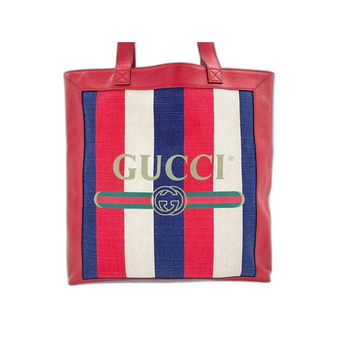 GUCCI Canvas, leather tricolor stripe Handbag Red WS31700