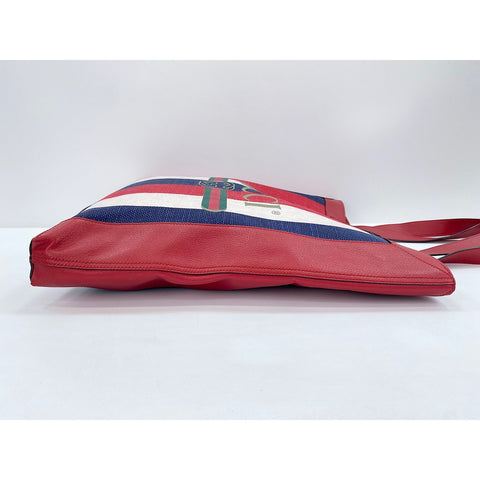 GUCCI Canvas, leather tricolor stripe Handbag Red WS31700