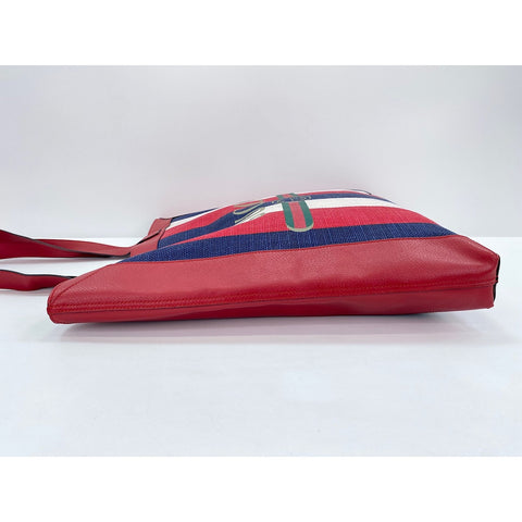 GUCCI Canvas, leather tricolor stripe Handbag Red WS31700