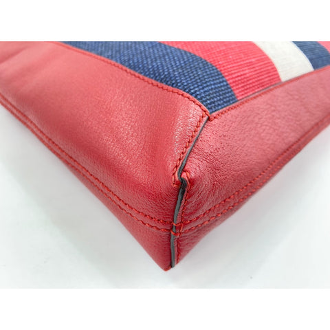 GUCCI Canvas, leather tricolor stripe Handbag Red WS31700