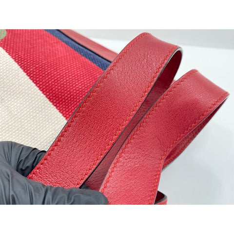 GUCCI Canvas, leather tricolor stripe Handbag Red WS31700