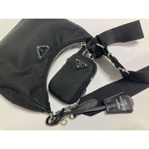PRADA 2WAY Re-Edition 2005 Handbag Nylon black WS31705
