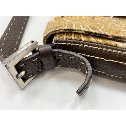 FENDI Canvas Mamma Bucket Shoulder Bag Brown WS31708
